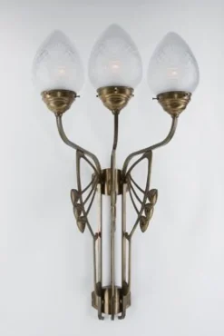 Blendarme Wandleuchte Messing Glas Weiß E27 H:86 cm