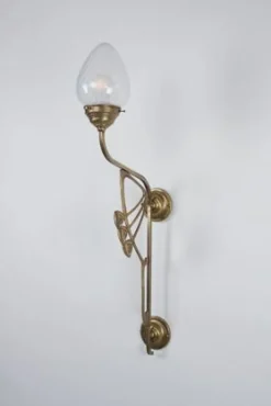 Blendarme Wandleuchte Messing Glas Blau H:86 cm E27