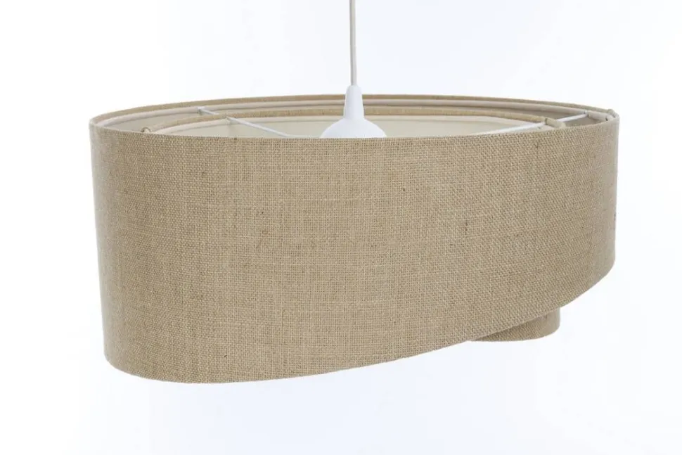 Boho Hängelampe Stoff D: 50 cm rund E27 Natur Modern INGRAM