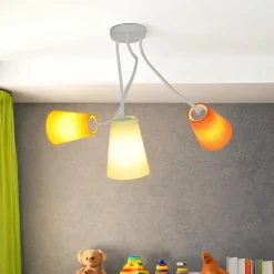 Bunte Deckenlampe 3-flmg Orange Gelb Grün flexibel