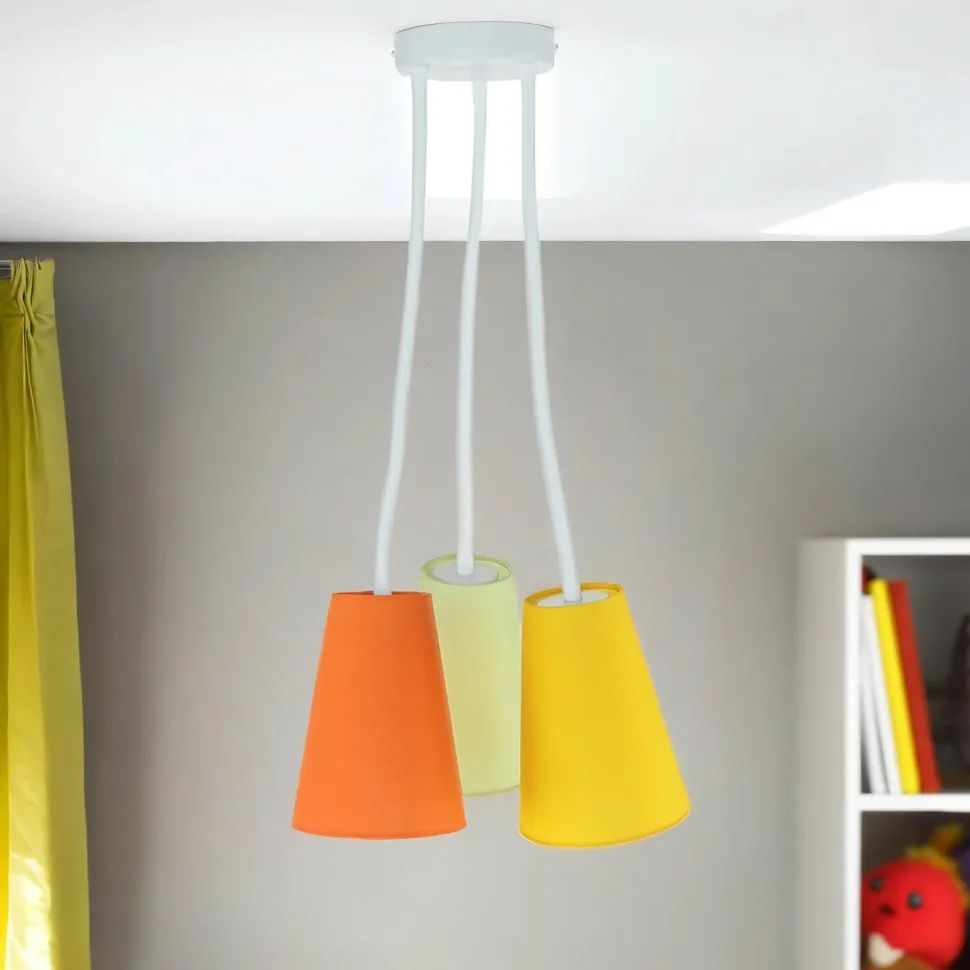 Bunte Deckenlampe 3-flmg Orange Gelb Grün flexibel