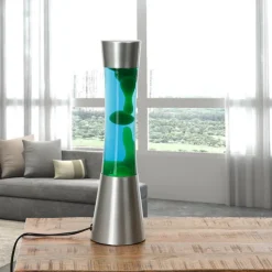 Bunte Lavalampe Blau Grün mit Schalter H:39cm SANDRO