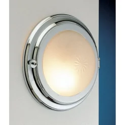 Chrom Wandlampe aus Messing rund Maritim Bad Flur