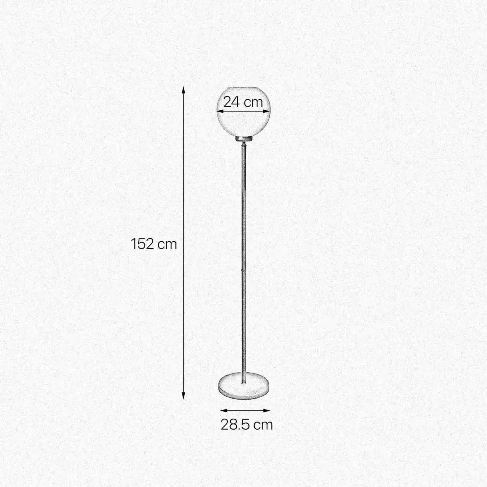 Deckenfluter klein 152 cm Messing Glas E27 in Bronze Weiß
