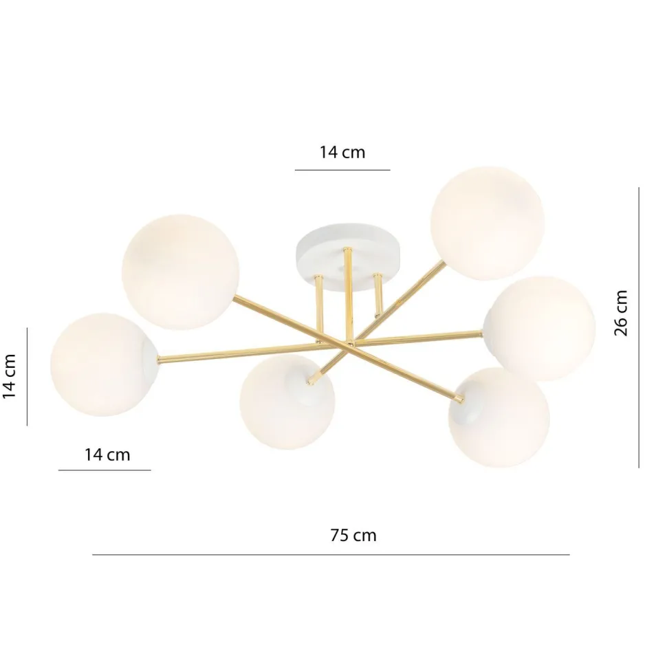 Deckenlampe ANNETTA Metall Glas Kugel Schirme