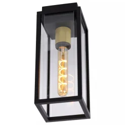 Deckenlampe Außen Glas Metall Schwarz E27 IP54 Terrasse
