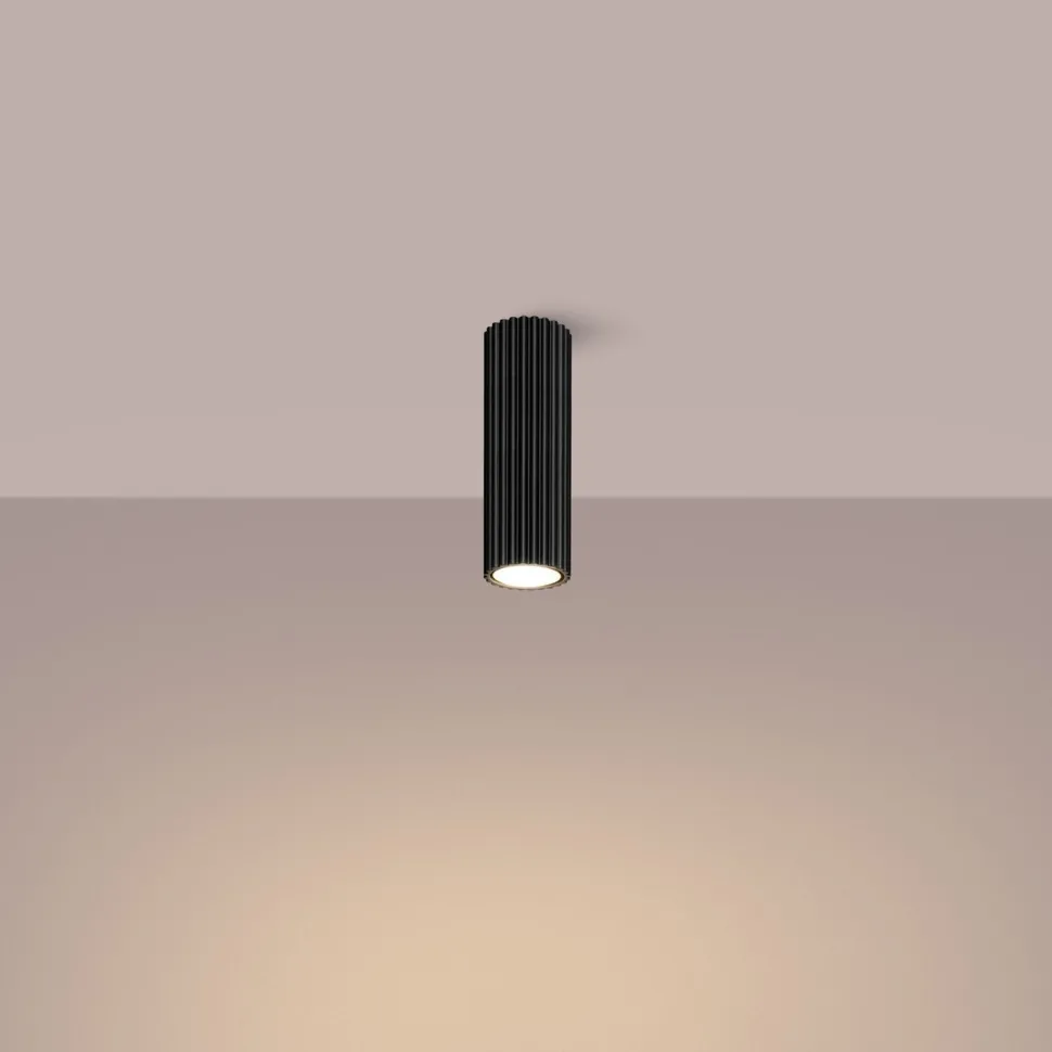 Deckenlampe Aufputz Ø 6,5 cm H: 20 cm Schwarz GU10 Aluminium