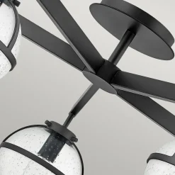 Deckenlampe Bad IP44 81,3 cm breit E14 Schwarz Metall Glas