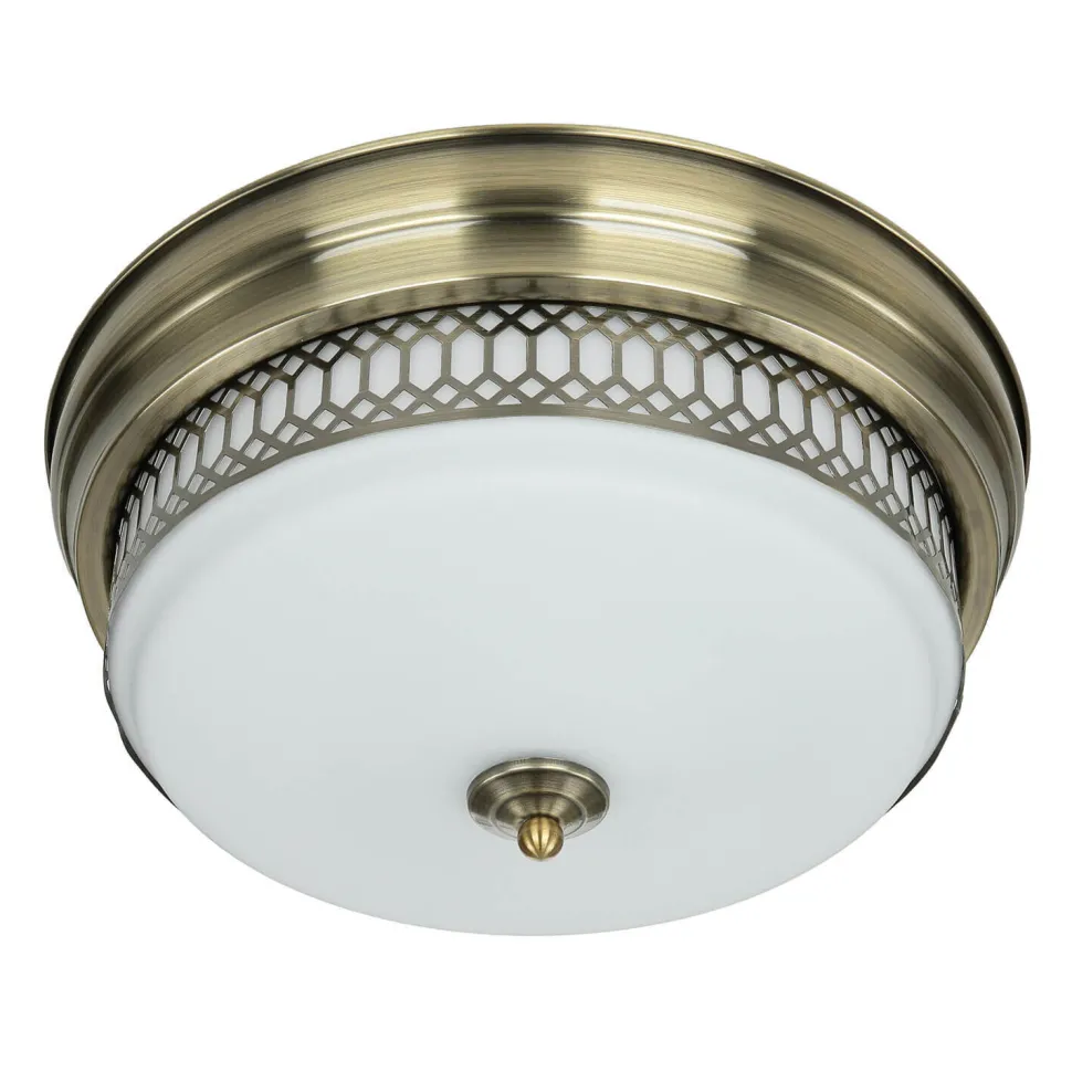 Deckenlampe Badezimmer Ø 35 cm IP44 Messing Antik Weiß 2x E27