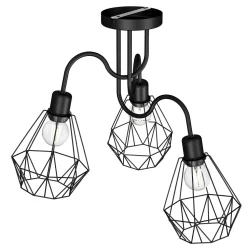 Deckenlampe Draht Schirm Schwarz Retro Design E27