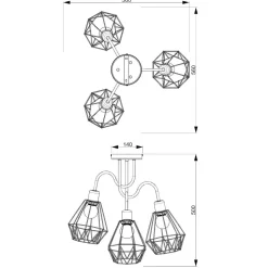 Deckenlampe Draht Schirm Schwarz Retro Design E27