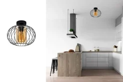 Deckenlampe E27 Ø25 cm Schwarz Honig blendarm Retro