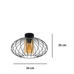 Deckenlampe E27 Ø34 cm Schwarz Honig blendarm Retro