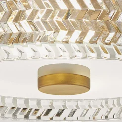 Deckenlampe E27 Kristall rund D: 30,5 cm in Messing Antik