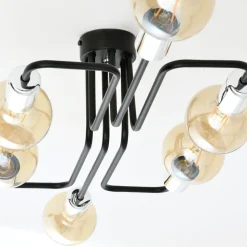 Deckenlampe flach Metall 6-flammig Retro 55 cm lang