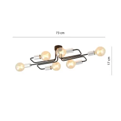 Deckenlampe flach Metall 6-flammig Retro 55 cm lang