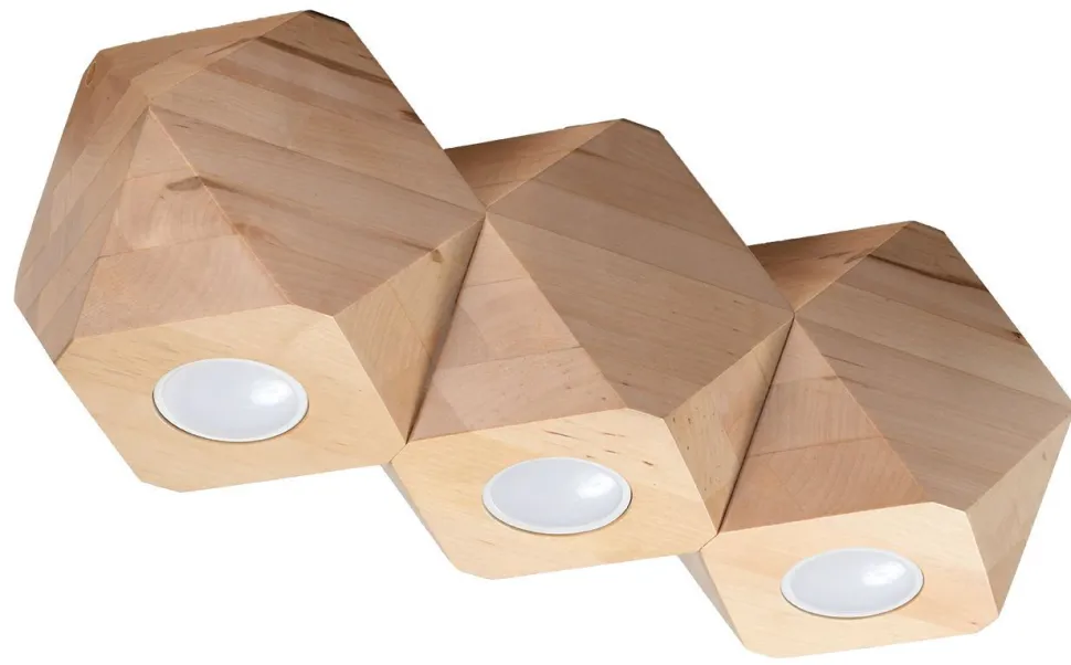 Deckenlampe 3-flammig 36 cm klein Holz GU10 wohnlich