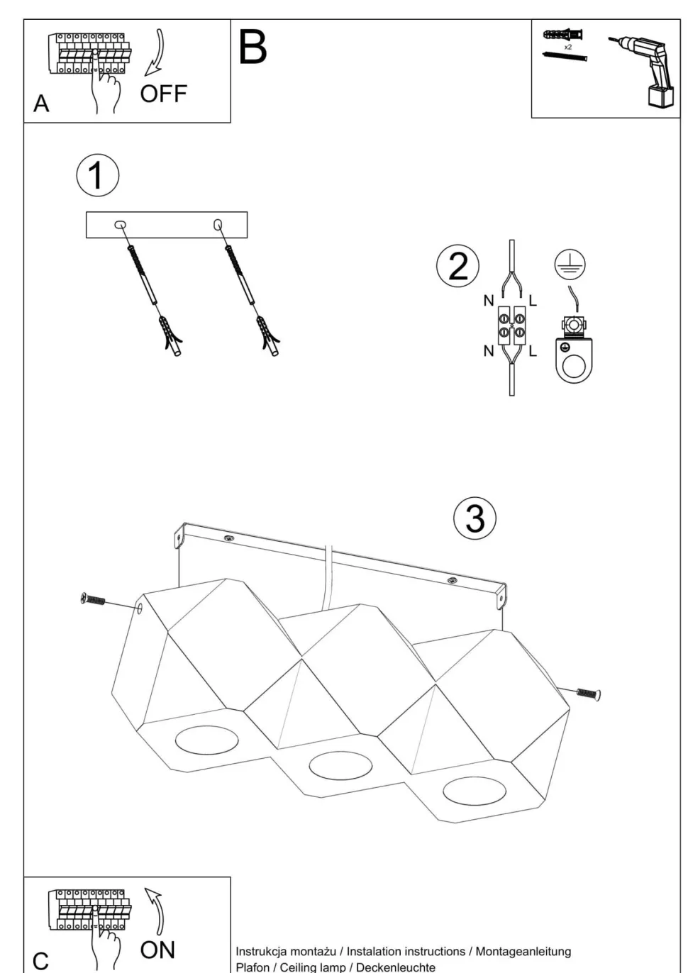 Deckenlampe 3-flammig 36 cm klein Holz GU10 wohnlich