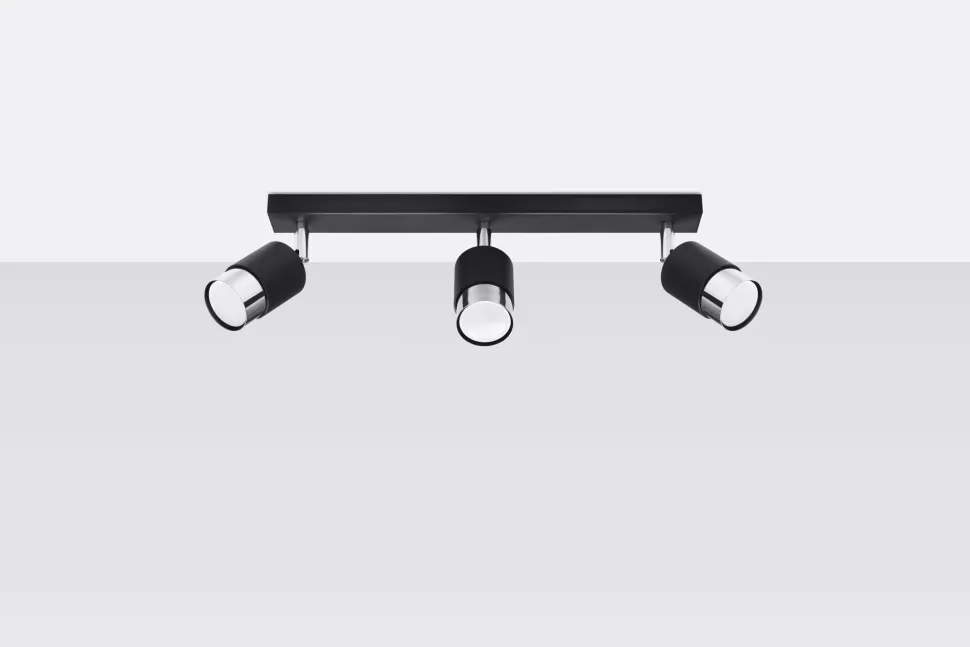 Deckenlampe 3-flammig 45 cm Schwarz Chrom schwenkbar