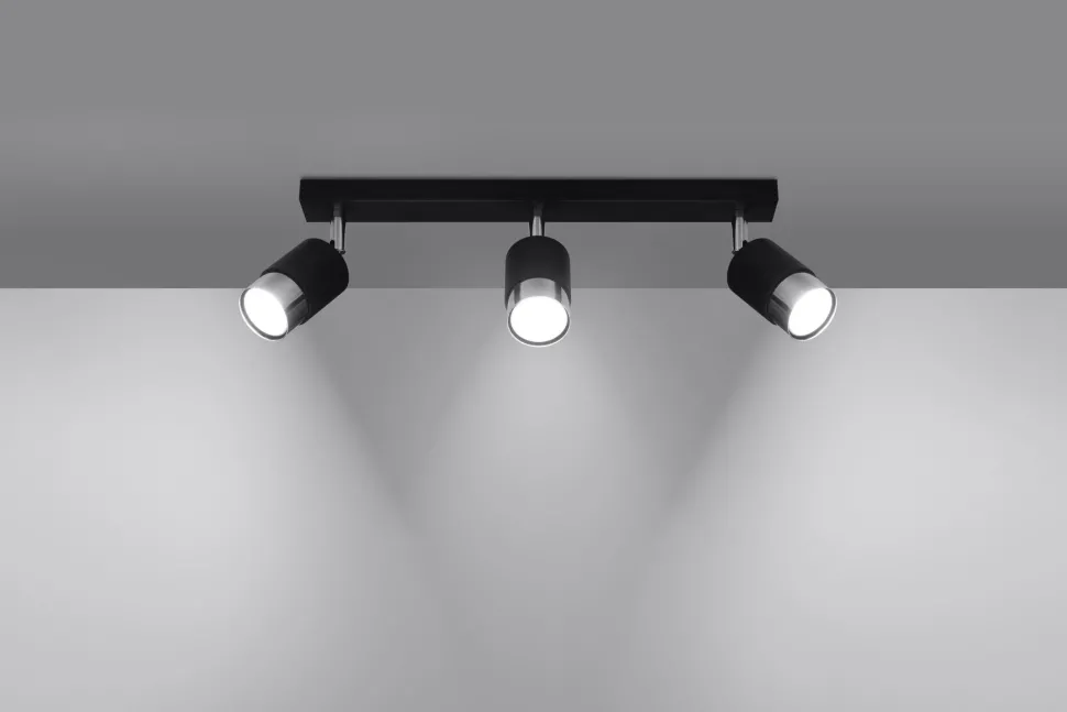 Deckenlampe 3-flammig 45 cm Schwarz Chrom schwenkbar