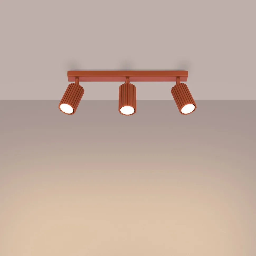 Deckenlampe 3-flammig B: 45 cm klein GU10 Rot aus Aluminium