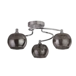 Deckenlampe 3-flammig Chrom Rauchgrau G9 Glas Metall