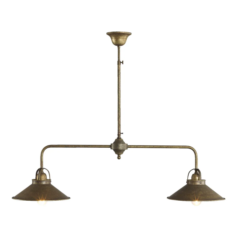 Deckenlampe 2-flammig E27 in Bronze Antik Echt-Messing