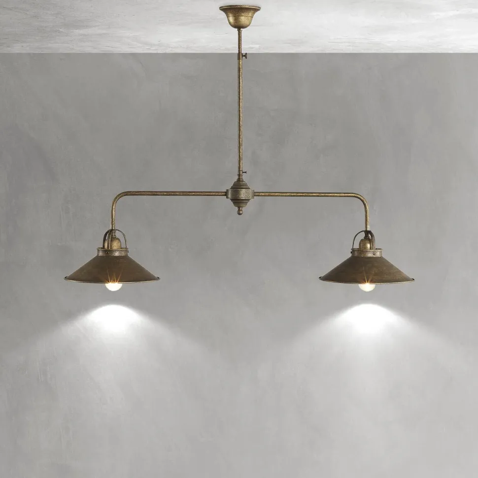 Deckenlampe 2-flammig E27 in Bronze Antik Echt-Messing