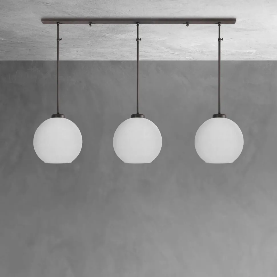 Deckenlampe 3-flammig Messing Glas höhenverstellbar E27