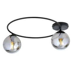 Deckenlampe 2-flammig rund Ø 47 cm Rauchglas Metall