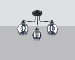 Deckenlampe 3-flammig Schwarz Rauchglas E27 Modern