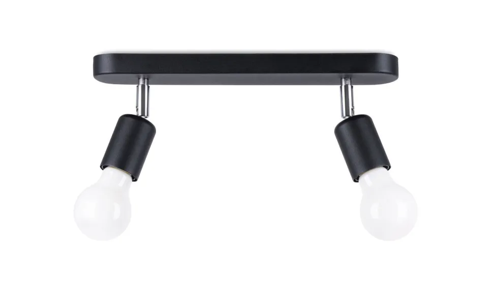 Deckenlampe 2-flammig Schwarz Metall 33 cm lang E27