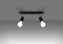 Deckenlampe 2-flammig Schwarz Metall 33 cm lang E27