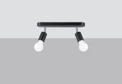 Deckenlampe 2-flammig Schwarz Metall 33 cm lang E27