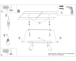 Deckenlampe 2-flammig Schwarz Metall 33 cm lang E27