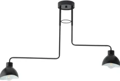 Deckenlampe 2-flammig Weiß Schwarz E27 L:93 cm länglich