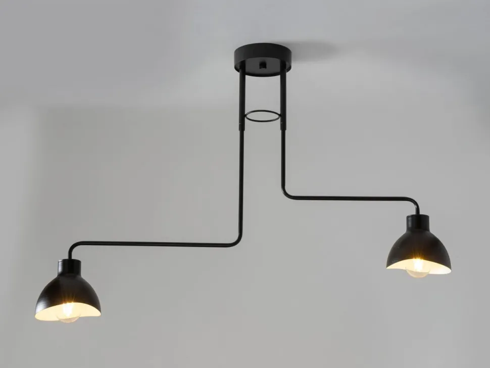 Deckenlampe 2-flammig Weiß Schwarz E27 L:93 cm länglich