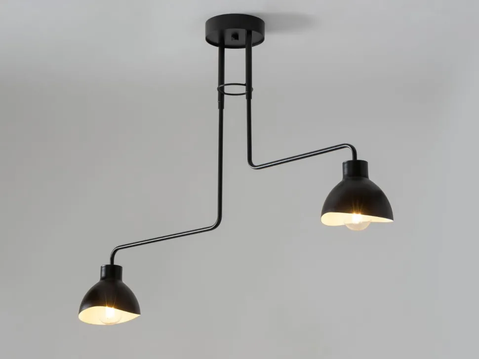 Deckenlampe 2-flammig Weiß Schwarz E27 L:93 cm länglich