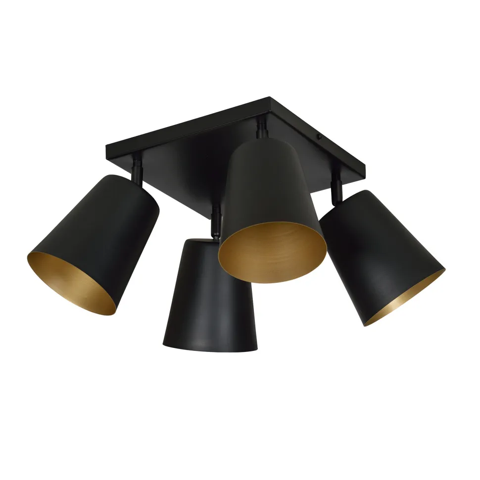 Deckenlampe flexibel Schwarz Gold 4-flammig 4x E27