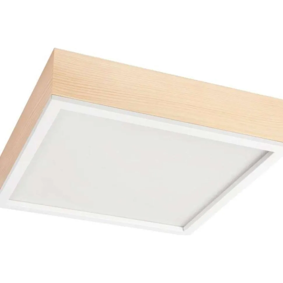Deckenlampe Glas blendarm Holz Pinie E27 B:38,5 cm