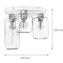 Deckenlampe Glas 3-flammig farbig Ø 44 cm elegant