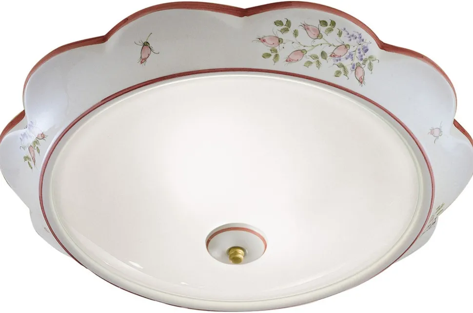 Deckenlampe Glas Keramik E27 Ø 45 cm rund 2-flammig