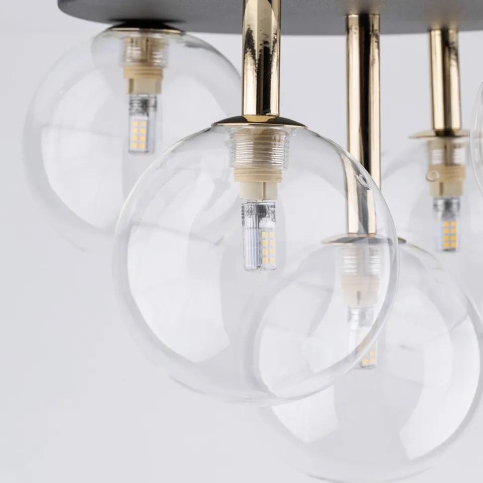 Deckenlampe Glas Metall Ø 35 cm klein Schwarz Gold 5x G9