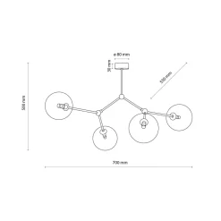 Deckenlampe Glas Metall 74 cm lang in Gold 4x G9 VINZA