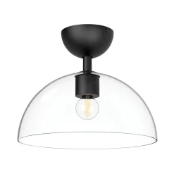 Deckenlampe Glas Metall E27 D: 30,5 cm rund Schwarz