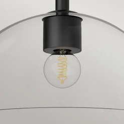 Deckenlampe Glas Metall E27 D: 30,5 cm rund Schwarz