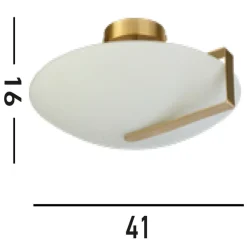 Deckenlampe Glas Metall E27 Ø40,5 cm rund in Gold Weiß