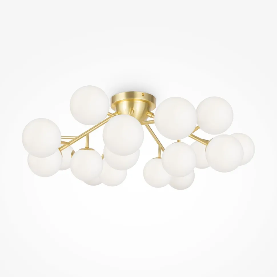 Deckenlampe Glas Metall G9 75 cm breit in Gold Weiß