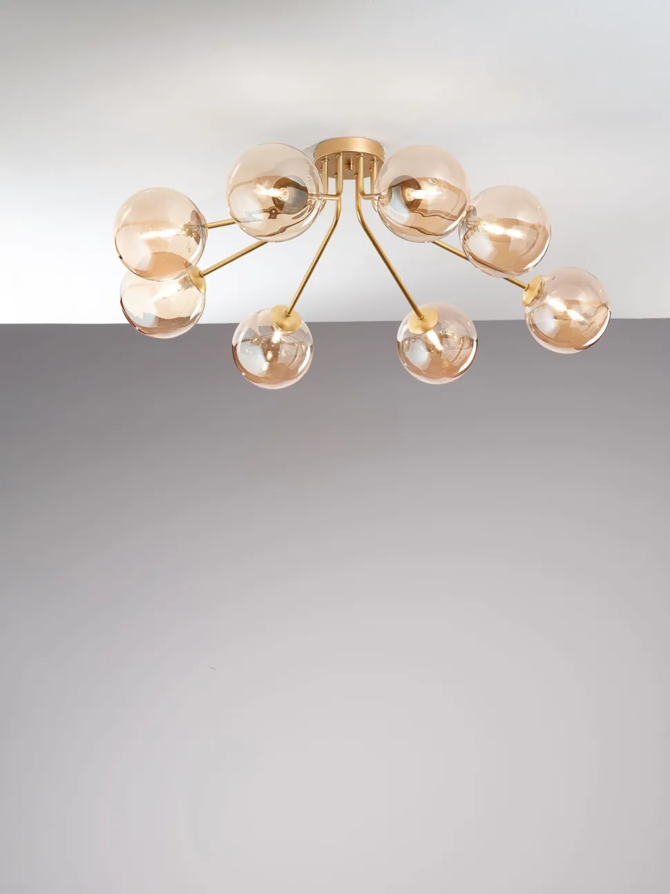 Deckenlampe Glas Metall Messing Champagner L:88 cm G9