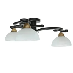 Deckenlampe Glas Metall Schwarz Weiß Messing 3-flammig